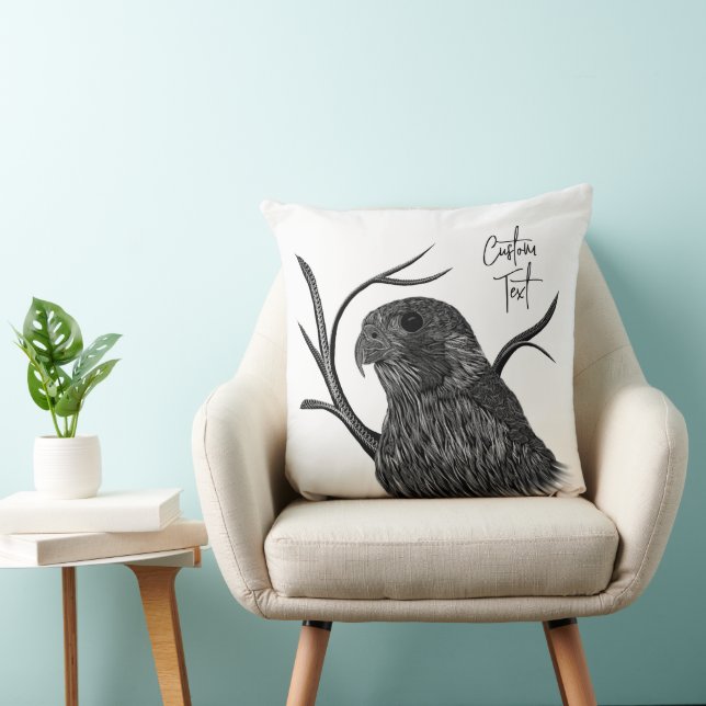 Peregrine Falcon in Baumzweigen mit Handschrift Kissen (Stuhl )