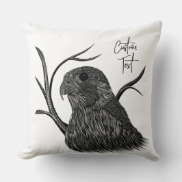 Peregrine Falcon in Baumzweigen mit Handschrift Kissen