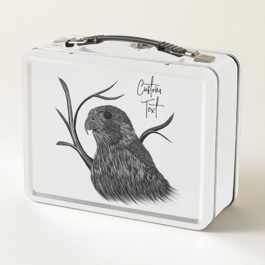 Peregrine Falcon in Baumzweigen mit Handschrift Metall Brotdose (Rückseite)