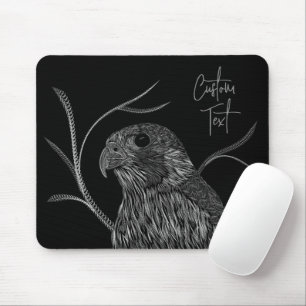 Peregrine Falcon in Baumzweigen mit Handschrift Mousepad