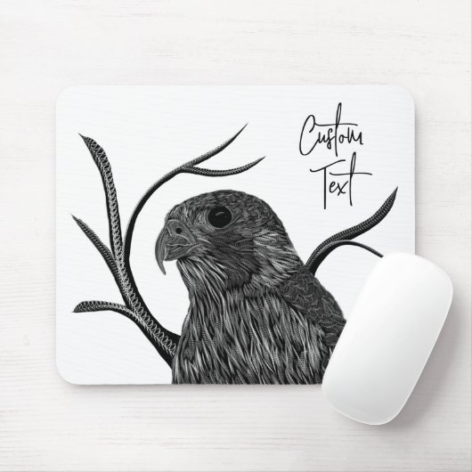 Peregrine Falcon in Baumzweigen mit Handschrift Mousepad (Mit Mouse)