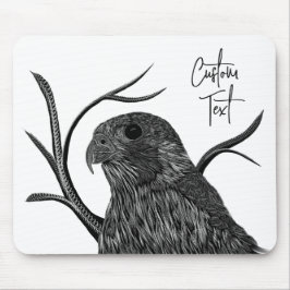 Peregrine Falcon in Baumzweigen mit Handschrift Mousepad