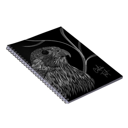 Peregrine Falcon in Baumzweigen mit Handschrift Notizblock (Rechte Seite)