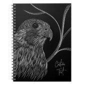 Peregrine Falcon in Baumzweigen mit Handschrift Notizblock (Vorderseite)