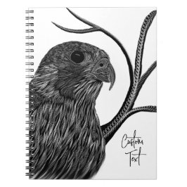 Peregrine Falcon in Baumzweigen mit Handschrift Notizblock