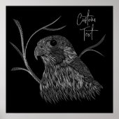 Peregrine Falcon in Baumzweigen mit Handschrift Poster (Vorne)