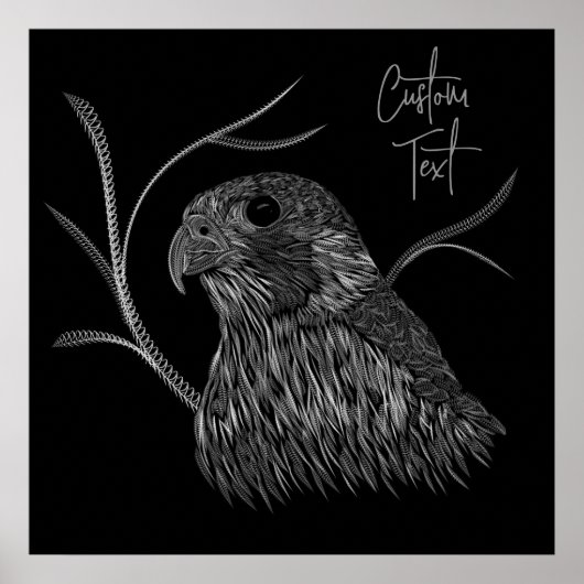 Peregrine Falcon in Baumzweigen mit Handschrift Poster (Vorne)