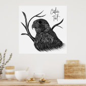 Peregrine Falcon in Baumzweigen mit Handschrift Poster (Küche)