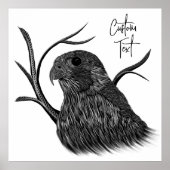 Peregrine Falcon in Baumzweigen mit Handschrift Poster (Vorne)