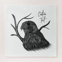 Peregrine Falcon in Baumzweigen mit Handschrift Puzzle