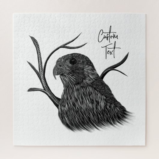 Peregrine Falcon in Baumzweigen mit Handschrift Puzzle (Vertikal)