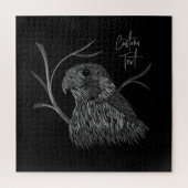 Peregrine Falcon in Baumzweigen mit Handschrift Puzzle (Vertikal)