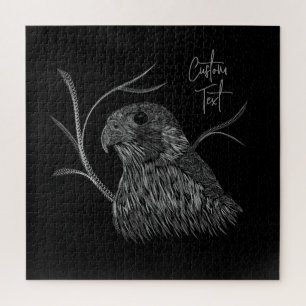 Peregrine Falcon in Baumzweigen mit Handschrift Puzzle