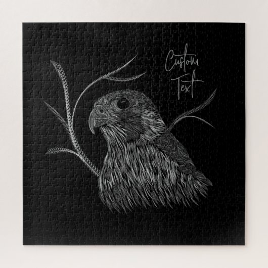 Peregrine Falcon in Baumzweigen mit Handschrift Puzzle (Vertikal)