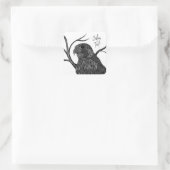 Peregrine Falcon in Baumzweigen mit Handschrift Quadratischer Aufkleber (Tasche)