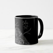 Peregrine Falcon in Baumzweigen mit Handschrift Tasse (VorderseiteRechts)