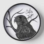 Peregrine Falcon in Baumzweigen mit Handschrift Uhr (Vorderseite)