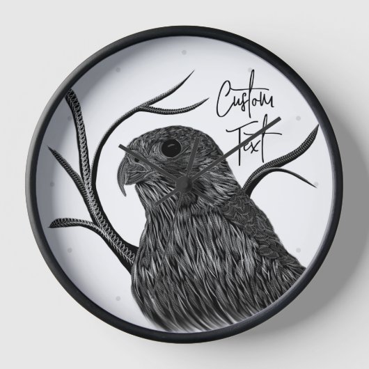 Peregrine Falcon in Baumzweigen mit Handschrift Uhr (Vorderseite)