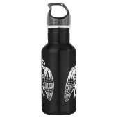 Peregrine Falcon Linie zeichnend in Weiß Edelstahlflasche (Rückseite)