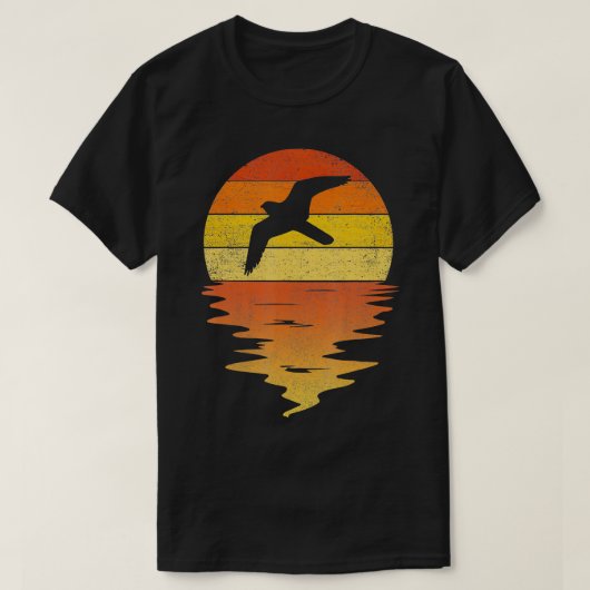 Peregrine falcon retro Sonnenuntergang 70er Vintag T-Shirt (Design vorne)
