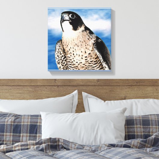 Peregrine Falcon Wrapped Canvas Print Leinwanddruck (Insitu (Schlafzimmer))