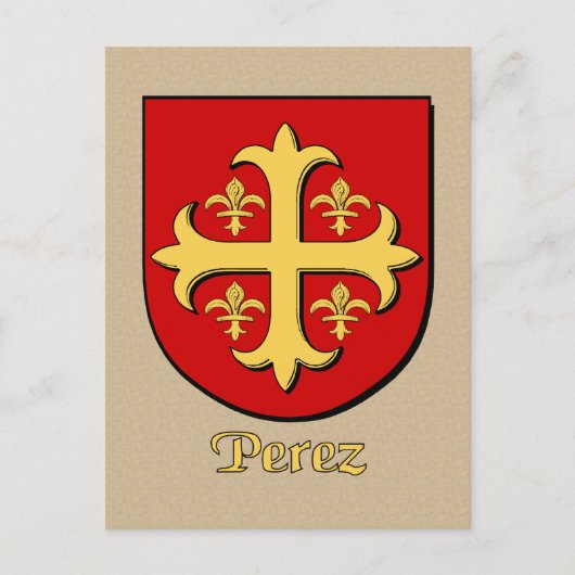 Perez Familie Heraldic Shield Postkarte (Vorderseite)