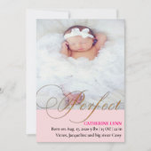 Perfect Baby Girl Birth Ankündigung (Vorderseite)