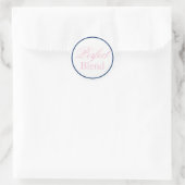"Perfect Blend"-Hochzeitskleber - Rosa/Navy Runder Aufkleber (Tasche)