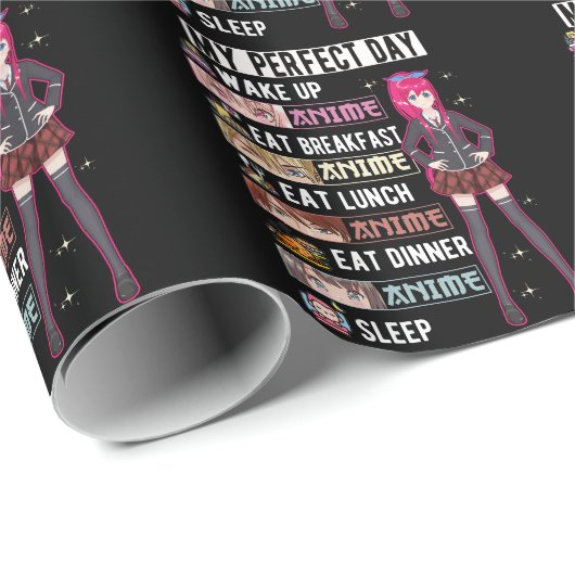 Perfect Day Anime Otaku Girl Japanische Manga Geschenkpapier (Rolleneckpunkt)
