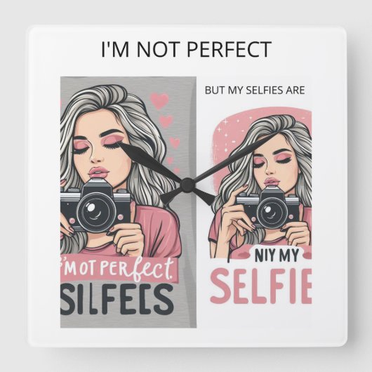 Perfect Girl Quadratische Wanduhr (Vorderseite)