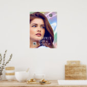 PERFECT HAIR & MAKEUP Girl Hair Salon Logo QR Code Poster (Küche)