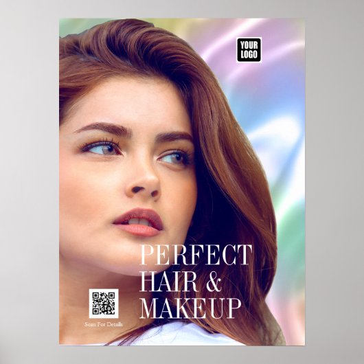 PERFECT HAIR & MAKEUP Girl Hair Salon Logo QR Code Poster (Vorne)