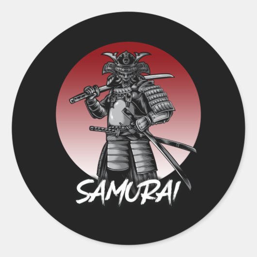 Perfect Honored Samurai Retro - Black and White Runder Aufkleber (Vorderseite)
