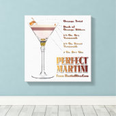 Perfect Martini Cocktail Rezept 12x12 Canvas Print Leinwanddruck (Insitu (Holzboden))