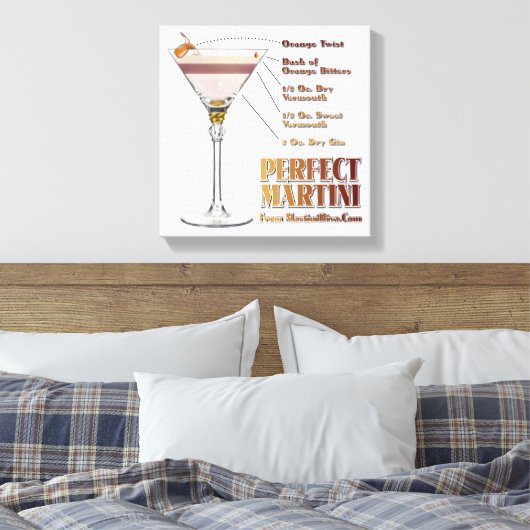 Perfect Martini Cocktail Rezept 12x12 Canvas Print Leinwanddruck (Insitu (Schlafzimmer))