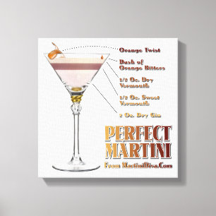 Perfect Martini Cocktail Rezept 12x12 Canvas Print Leinwanddruck