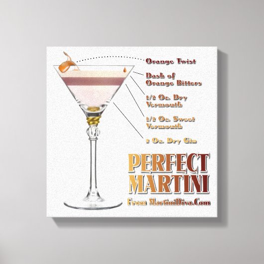 Perfect Martini Cocktail Rezept 12x12 Canvas Print Leinwanddruck (Vorderseite)