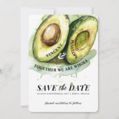 Perfect Match Avocado Wedding Save the Date Einladung (Vorderseite)