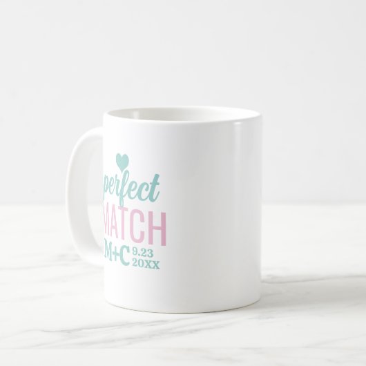 Perfect Match Bachelorette Dusche Wedding Kaffeetasse (Vorderseite Links)