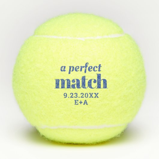 Perfect Match Blue Brautparty Wedding Tennisbälle (Vorderseite)