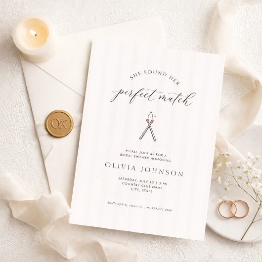 Perfect Match Elegant Modern Stripe Bridal Shower Einladung