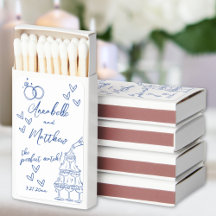 Perfect Match Gezeichnet Blue Wedding Matchbox Fav