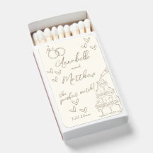 Perfect Match Hand Drawn Wedding Matchbox Favors