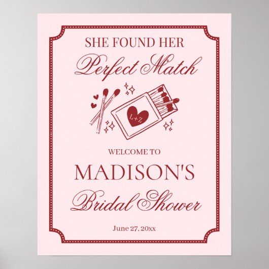 Perfect Match Made in Heaven Bridal Shower Welcome Poster (Vorne)