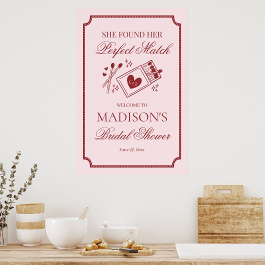 Perfect Match Made in Heaven Bridal Shower Welcome Poster (Küche)