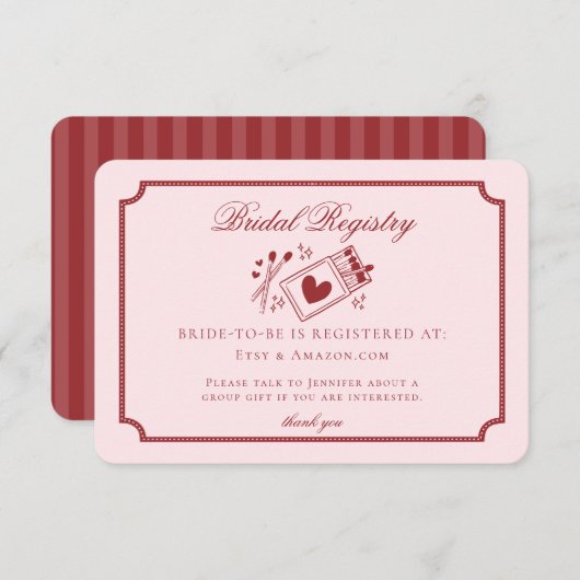 Perfect Match Made in Heaven Pink Bridal Registry Begleitkarte (Vorne/Hinten)