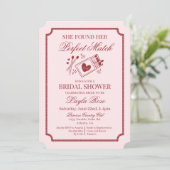 Perfect Match Made in Heaven Pink Bridal Shower Einladung (Stehend Vorderseite)