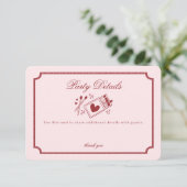 Perfect Match Made in Heaven Pink Party Details Begleitkarte (Stehend Vorderseite)