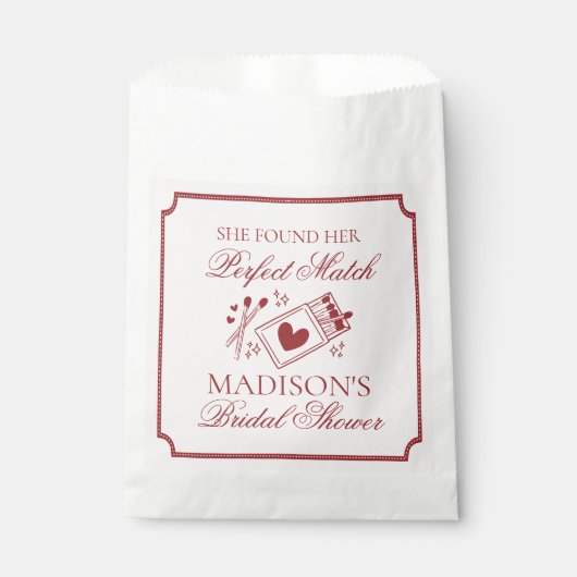 Perfect Match Matchbox Bridal Shower Dessert Geschenktütchen (Vorderseite)