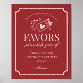 Perfect Match Matchbox Bridal Shower Favors Sign Poster